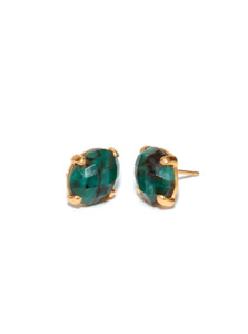 Emerald Gold Oval Earrings
