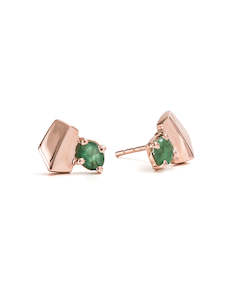 May Emerald: Emerald Rose Gold Studs