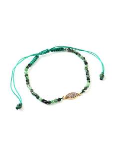 July Ruby: Ruby Fuschite & Diamond Beaded Bracelet