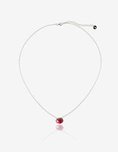 July Ruby: Ruby Silver Oval Necklace