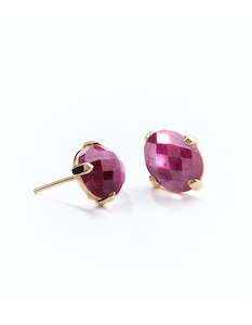 Ruby Gold Oval Earrings