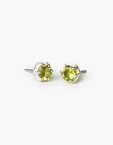 August Peridot: Peridot Glimmer Silver Studs