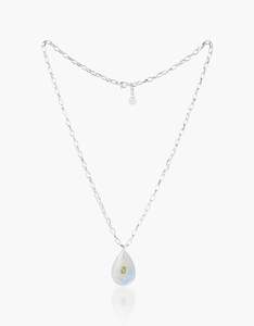 August Peridot: Moonstone and Peridot Silver Necklace - second