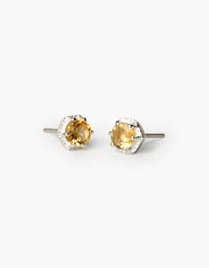 Citrine Glimmer Silver Studs