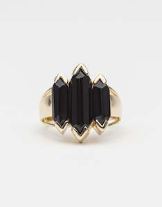 Onyx Knuckle Duster Gold Ring