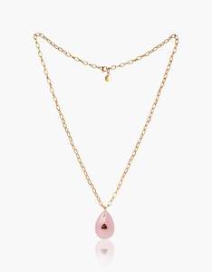 Summer Glow: Rose Quartz and Garnet Gold Necklace - Second