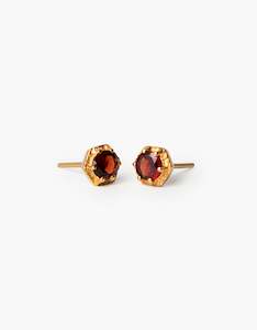 Summer Glow: Garnet Glimmer Gold Studs