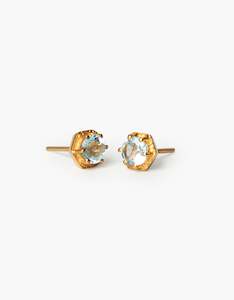 Summer Glow: Blue Topaz Glimmer Gold Studs