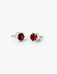 Summer Glow: Garnet Glimmer Silver Studs