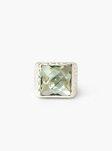 Summer Glow: Green Amethyst Glimmer Silver Ring