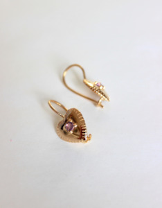 Amethyst Gold Heart Earrings