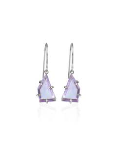 Amethyst Silver Angle Earrings