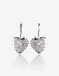 Amethyst Silver Heart Earrings