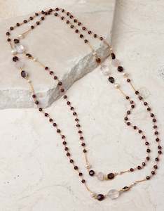 Garnet & Rose Quartz Gold Necklace