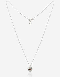 January: Garnet Silver Heart Necklace