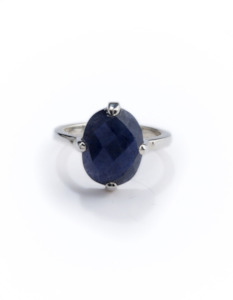 Precious Cities: Blue Adventurine Silver Oval Ring