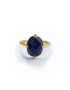 Precious Cities: Blue Adventurine Gold Oval Ring