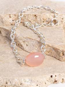 21: Rose Quartz Silver Mini Chunky Choker