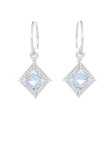 30: Blue Topaz Silver Diamond Drops