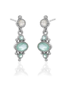 30: Chalcedony & Rose Quartz Silver Amer Drops