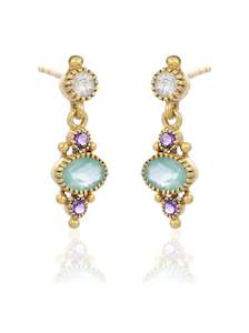 Chalcedony & Moonstone Gold Amer Drops