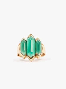 Green Onyx Knuckle Duster Gold Ring