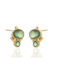 50: Green Hessonite Gold Oval Studs