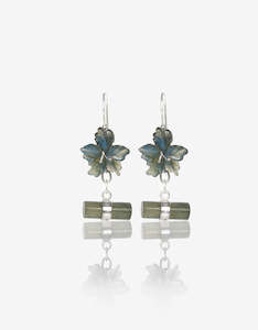 Labradorite: Labradorite Flower Cufflink Silver Earrings