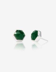 Green Jade Silver Studs