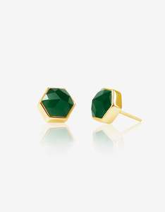 Cathy Pope X Mountain Jade: Green Jade Gold Studs