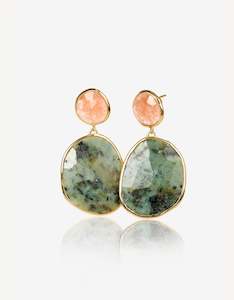 Gifts Under 200: Emerald & Sunstone Large Gold Earrings