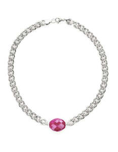 Pink - Light Classic Silver Chunky Choker