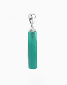 Green Onyx Silver Column Amulet