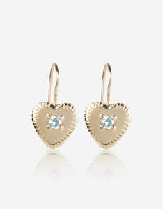 Aquamarine March: Aquamarine Gold Heart Earrings