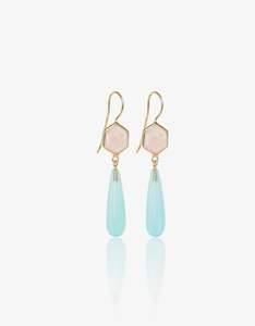The Love Collection: Rose Quartz & Green Chalcedony Gold Drops
