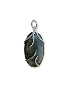 Mexican Obsidian Silver Amulet
