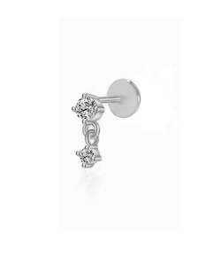 Silver Flatback Zircon Earring (singles)
