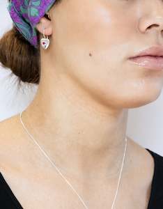 Garnet Silver Heart Earrings