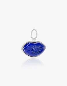 Lapis Silver Lips Amulet