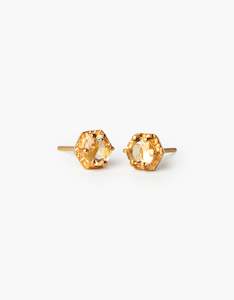 November Citrine: Citrine Glimmer Gold Studs