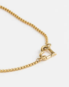 Chains: Skinny Gold Snake w. Gold Heart - LONG