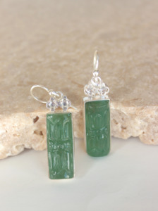 Giifts Under 100: Green Aventurine Talisman Silver Earrings