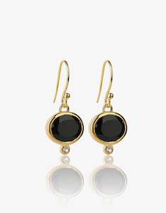 Onyx: MODA Onyx Drop Gold Earrings