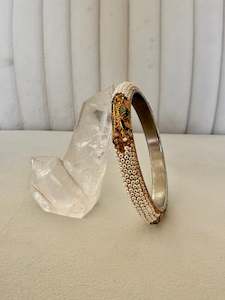 Peacock White Bangle - large