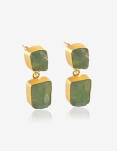 Green Aventurine Rough Stone Earrings