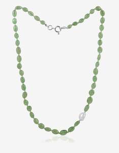 Green Aventurine and Pearl Necklace