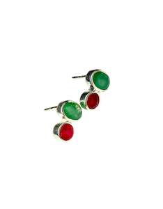 Ruby & Emerald Silver Studs - SAMPLE
