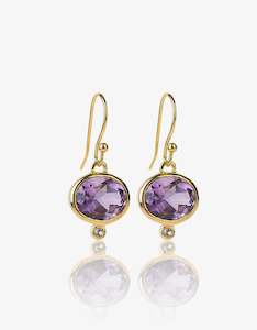 February: MODA Amethyst Drop Gold Earrings