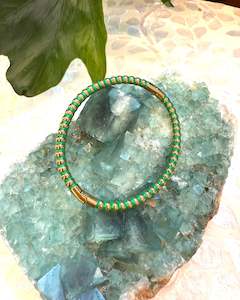 Green & Gold Stainless Hinged Bangle