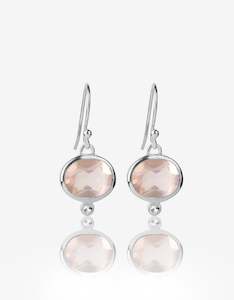 MODA Rose Quartz Drop Silver Earrings